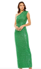 Load image into Gallery viewer, NWT Green Sequined Ruched Gown