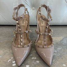 Load image into Gallery viewer, Patent Nappa Rockstud Ankle Strap 100mm Pumps Retail 1190