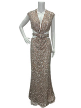 Load image into Gallery viewer, NWT Sequined Cap Sleeveless Plunge Neck Cutout