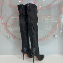 Load image into Gallery viewer, Leather Lace Up Braided Toe Over the Knee Boots Retail $2995