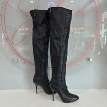 Load image into Gallery viewer, Leather Lace Up Braided Toe Over the Knee Boots Retail $2995
