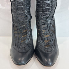 Load image into Gallery viewer, Leather Lace Up Braided Toe Over the Knee Boots Retail $2995