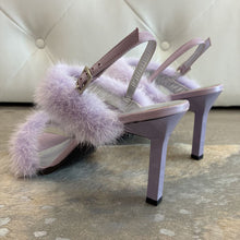 Load image into Gallery viewer, Vintage Fur Kitten Heels Sandals