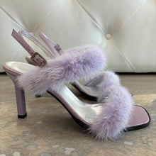 Load image into Gallery viewer, Vintage Fur Kitten Heels Sandals