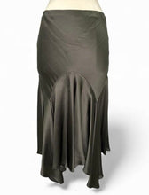 Load image into Gallery viewer, 2005 Olive Green Silk Midi Skirt