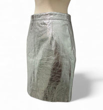 Load image into Gallery viewer, NWT Lightweight Metallic Leather Mini Skirt