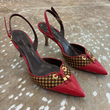 Load image into Gallery viewer, Damier Sauvage Pony Hair Slingback Heels