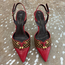Load image into Gallery viewer, Damier Sauvage Pony Hair Slingback Heels