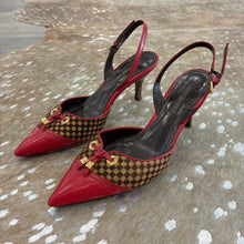 Load image into Gallery viewer, Damier Sauvage Pony Hair Slingback Heels