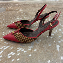 Load image into Gallery viewer, Damier Sauvage Pony Hair Slingback Heels