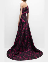 Load image into Gallery viewer, NWT Floral Fil Coupe Draped Gown