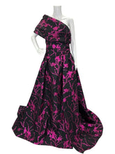 Load image into Gallery viewer, NWT Floral Fil Coupe Draped Gown