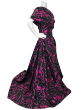 Load image into Gallery viewer, NWT Floral Fil Coupe Draped Gown