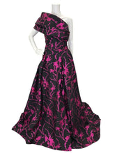 Load image into Gallery viewer, NWT Floral Fil Coupe Draped Gown