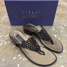 Load image into Gallery viewer, Leather Rhinestone Thong Sandal