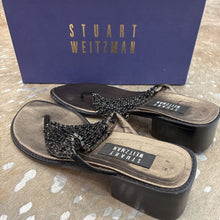 Load image into Gallery viewer, Leather Rhinestone Thong Sandal