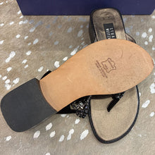 Load image into Gallery viewer, Leather Rhinestone Thong Sandal