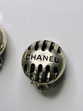 Load image into Gallery viewer, Vintage 1999 Striped Cage Ball Round Logo Clip On Earrings