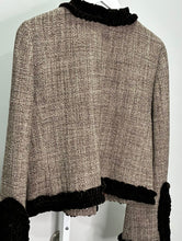 Load image into Gallery viewer, Tweed Velvet Trim Collarless Jacket