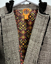 Load image into Gallery viewer, Tweed Velvet Trim Collarless Jacket