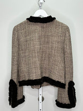 Load image into Gallery viewer, Tweed Velvet Trim Collarless Jacket