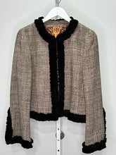 Load image into Gallery viewer, Tweed Velvet Trim Collarless Jacket