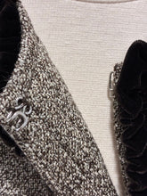 Load image into Gallery viewer, Tweed Velvet Trim Collarless Jacket
