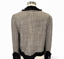 Load image into Gallery viewer, Tweed Velvet Trim Collarless Jacket