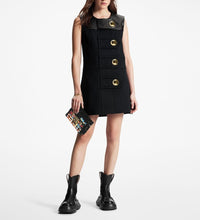 Load image into Gallery viewer, Leather Accent Snap Button Dress