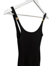Load image into Gallery viewer, Ribbed Backless Metal Logo Midi Dress