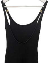 Load image into Gallery viewer, Ribbed Backless Metal Logo Midi Dress