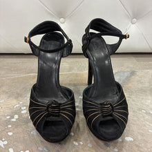 Load image into Gallery viewer, Suede Knot Peep Toe Platform Heels