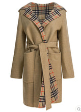 Load image into Gallery viewer, NWT Reversible Wool Hooded Wrap Coat