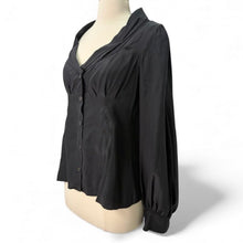 Load image into Gallery viewer, 2008 Crystal Embellished Cuff Silk Blouse