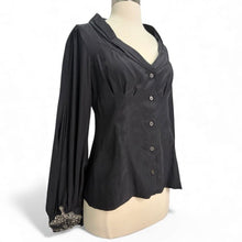 Load image into Gallery viewer, 2008 Crystal Embellished Cuff Silk Blouse