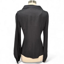 Load image into Gallery viewer, 2008 Crystal Embellished Cuff Silk Blouse