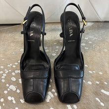 Load image into Gallery viewer, Leather Square Toe Slingback Pump