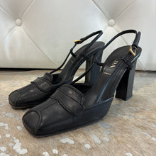 Load image into Gallery viewer, Leather Square Toe Slingback Pump