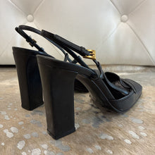 Load image into Gallery viewer, Leather Square Toe Slingback Pump
