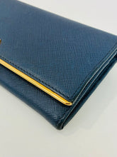 Load image into Gallery viewer, Saffiano Leather Metal Bar Continental Flap Wallet