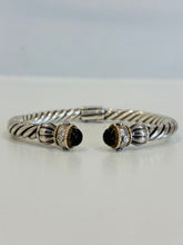 Load image into Gallery viewer, 925 Sterling Silver & 18K Gold Twisted Rope Hinged Bangle