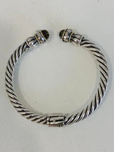 Load image into Gallery viewer, 925 Sterling Silver & 18K Gold Twisted Rope Hinged Bangle
