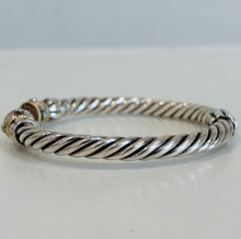 Load image into Gallery viewer, 925 Sterling Silver & 18K Gold Twisted Rope Hinged Bangle