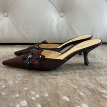 Load image into Gallery viewer, Vintage Jewel Sequin Pointed Toe Mule Kitten Heels