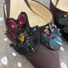 Load image into Gallery viewer, Vintage Jewel Sequin Pointed Toe Mule Kitten Heels