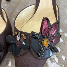 Load image into Gallery viewer, Vintage Jewel Sequin Pointed Toe Mule Kitten Heels