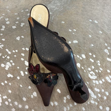 Load image into Gallery viewer, Vintage Jewel Sequin Pointed Toe Mule Kitten Heels