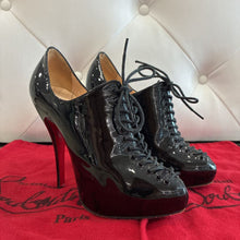 Load image into Gallery viewer, Patent Leather Christ 100 Lace Up Booties