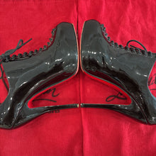 Load image into Gallery viewer, Patent Leather Christ 100 Lace Up Booties