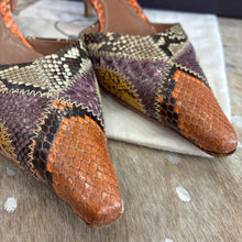 Load image into Gallery viewer, Slingback Snakeskin Kitten Heels